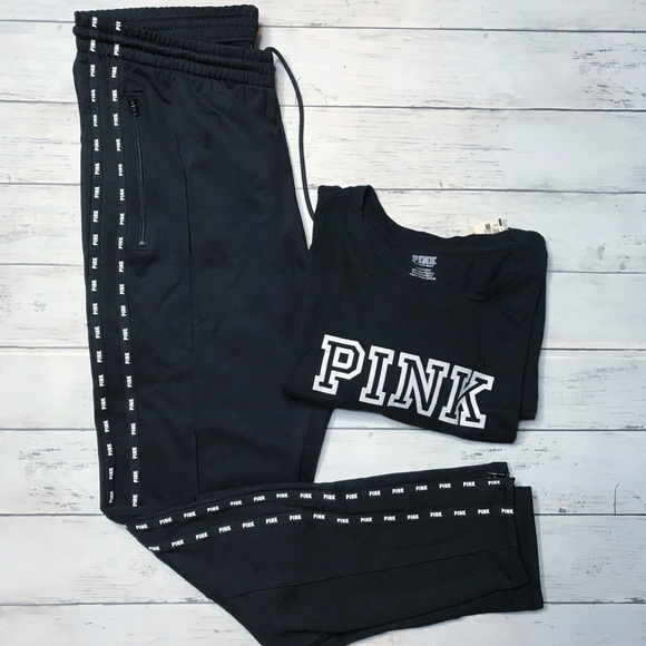 PINK Victoria's Secret Tops - PINK Black Track Pants & Tee